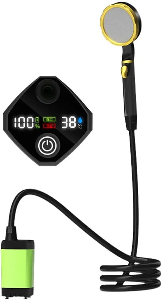 Portable Camping Shower Pump Rechargeable Electric Shower Pump Intelligent Digital Display for Outdoor Travel Hiking