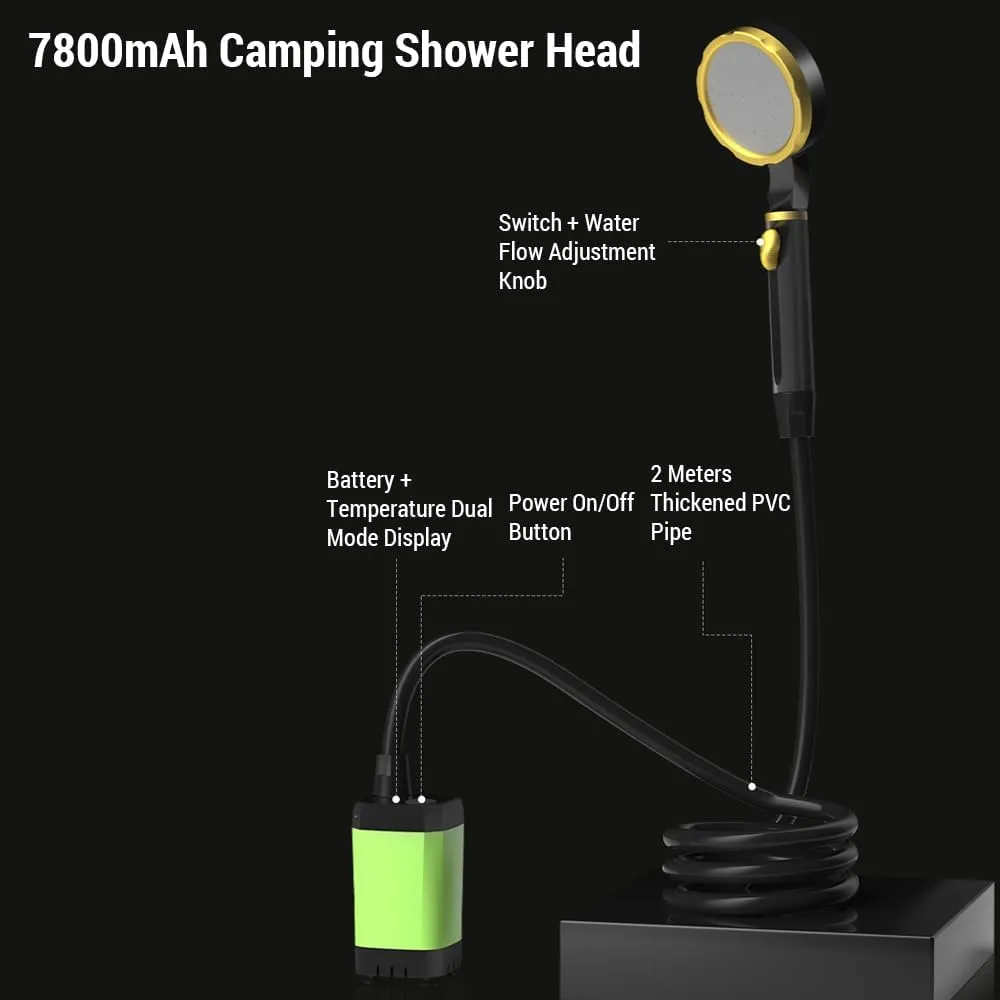 Portable Camping Shower Pump Rechargeable Electric Shower Pump Intelligent Digital Display for Outdoor Travel Hiking