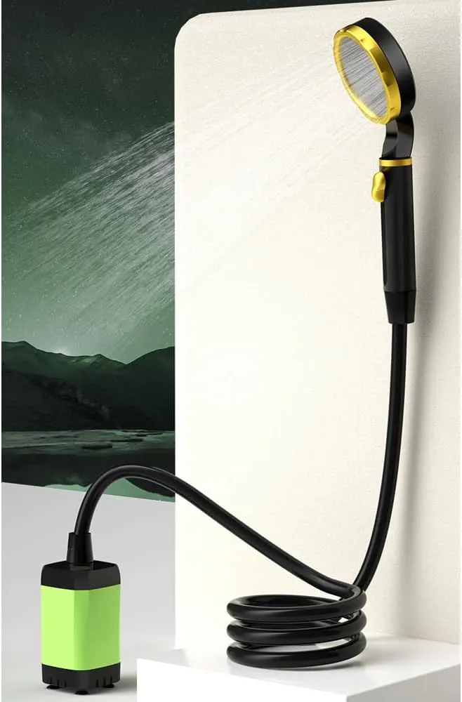 Portable Camping Shower Pump Rechargeable Electric Shower Pump Intelligent Digital Display for Outdoor Travel Hiking