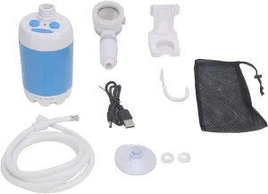 Portable Camping Shower with 4000mAh USB Rechargeable Battery, Silicone Massage Head & Water Proof Design for Outdoor Showers, Camping, Hiking, RV Travel
