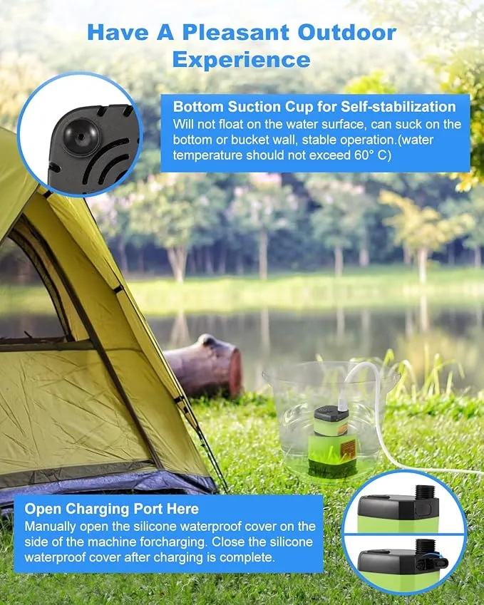 Portable Camping Shower,6000mAh Upgraded Rechargeable Outdoor Camp Shower Pump with Intelligent Digital Display,Camping Shower & Nozzle for Traveling(2 Mode)