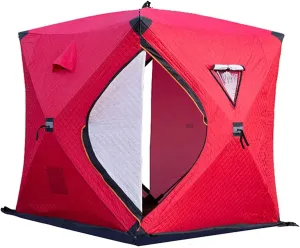 Portable Ice Fishing Shelter 3-4 People Quick-Open Winter Camping Tent Outdoor Cotton Warm Ice Fishing Tent (B 210 * 180 * 180cm)