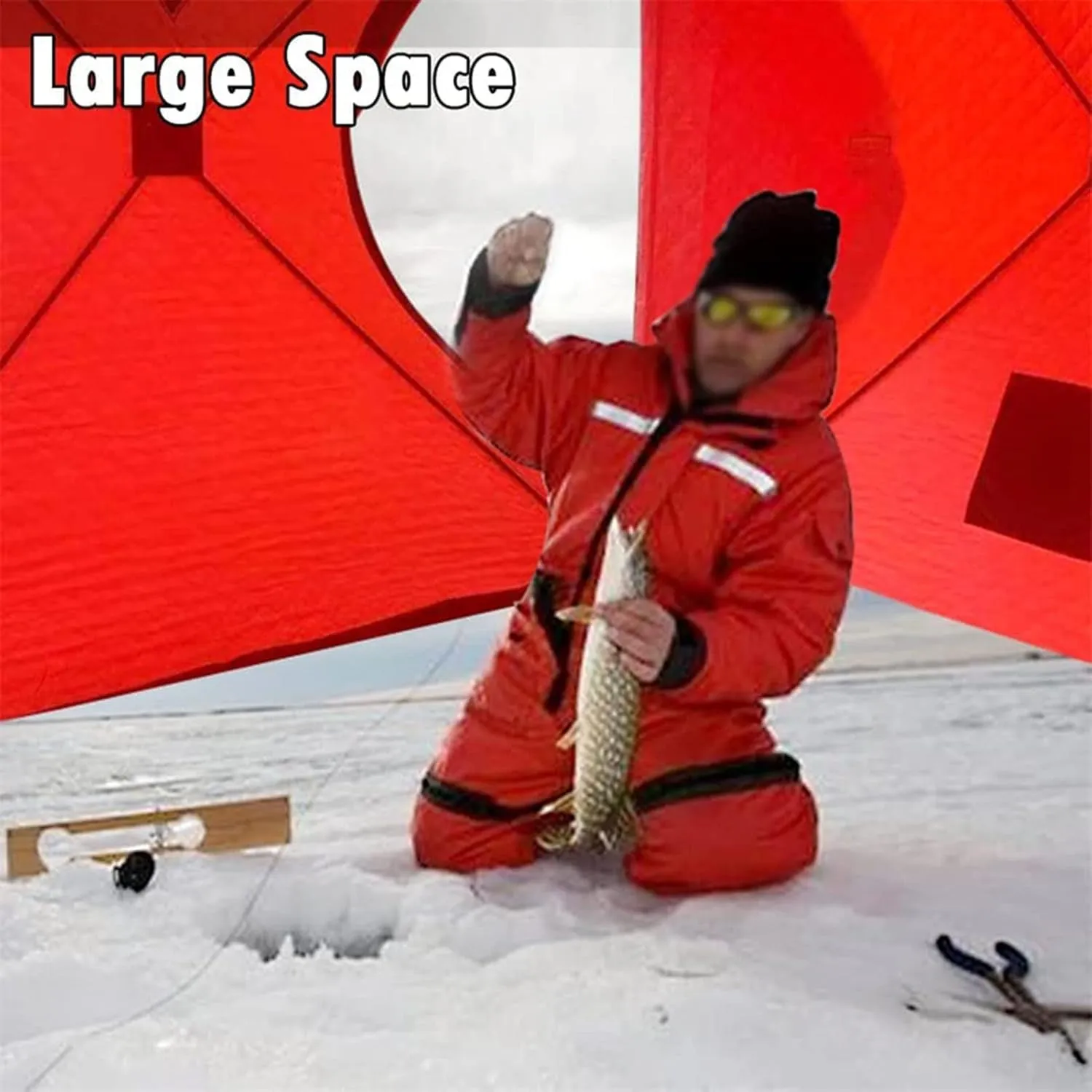 Portable Ice Fishing Shelter 3-4 People Quick-Open Winter Camping Tent Outdoor Cotton Warm Ice Fishing Tent (B 210 * 180 * 180cm)