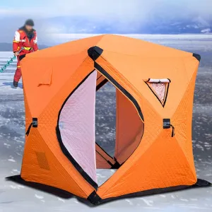 Portable Ice Fishing Shelter 3-4 People Quick-Open Winter Camping Tent Waterproof Windproof Outdoor Cotton Warm Ice Fishing Tent
