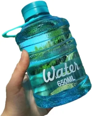 Portable Kettle Novelty Bucket Kettle with Handle Cute Fashion Bucket Frosted Water Bottle Creative Milk Tea Coffee Juice Bottle Water Bottle (Color : Transparent Blue, Size : 650ml)