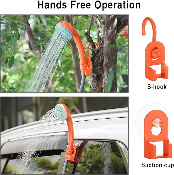 Portable Outdoor Camp Shower Camping Shower Pump Rechargeable Portable Shower Head for Camping Beach Swimming Hiking Traveling