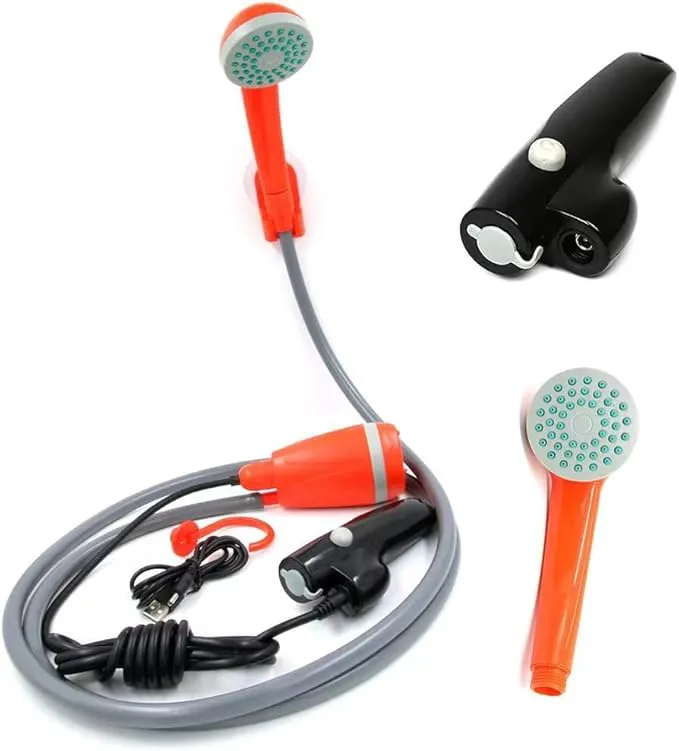 Portable Outdoor Camp Shower Camping Shower Pump Rechargeable Portable Shower Head for Camping Beach Swimming Hiking Traveling