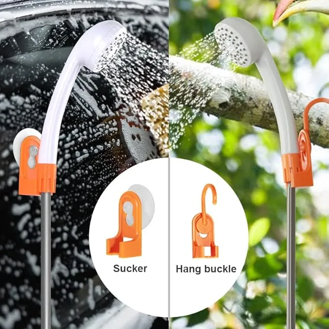 Portable Outdoor Shower, 4400 mAh Removable Rechargeable Battery, with LED Light, Battery Powered Shower Pump Collapsible Bucket, Suitable for Hiking/Backpacking, Camping, Travel, Beach, Pet
