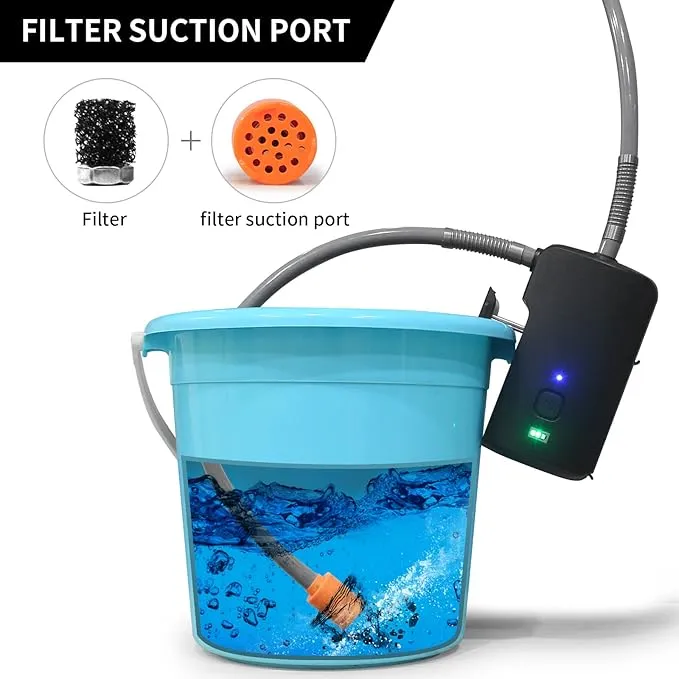 Portable Outdoor Shower, 4400 mAh Removable Rechargeable Battery, with LED Light, Battery Powered Shower Pump Collapsible Bucket, Suitable for Hiking/Backpacking, Camping, Travel, Beach, Pet