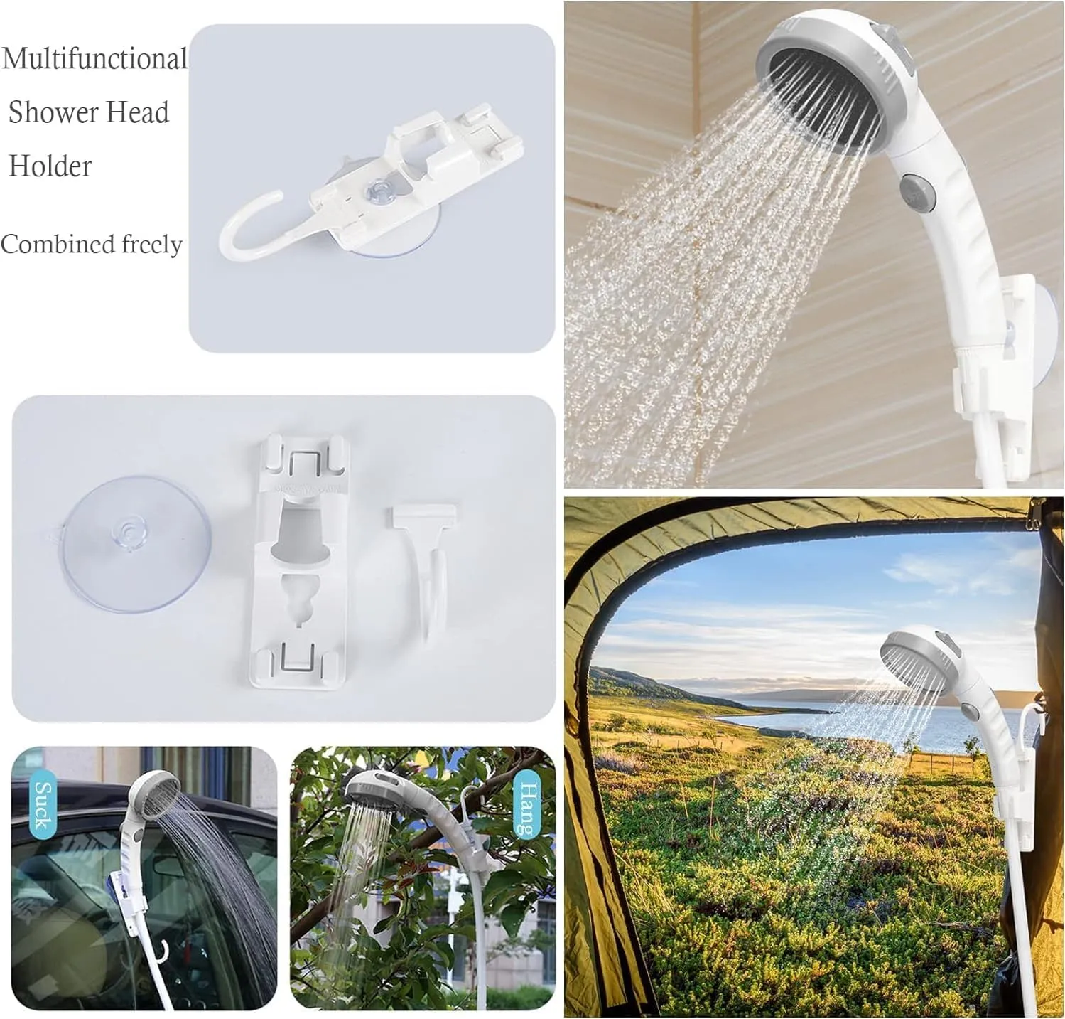 Portable outdoor shower pump rechargeable battery portable shower for camping camp suitable electric showerhead for hiking campsites