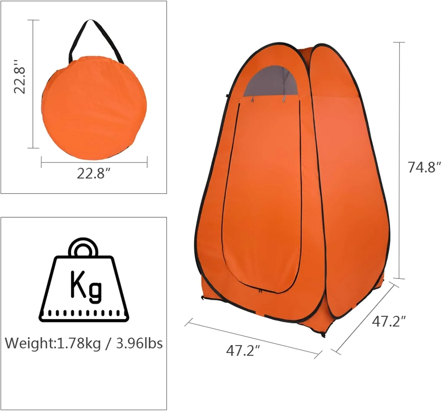 Portable Pop Up Privacy Shower Tent Outdoor Camping Beach Changing Room Privacy Tent Camp Toilet Instant Privacy Shelters – Lightweight & Sturdy, Easy Set Up, Foldable - with Carry Bag