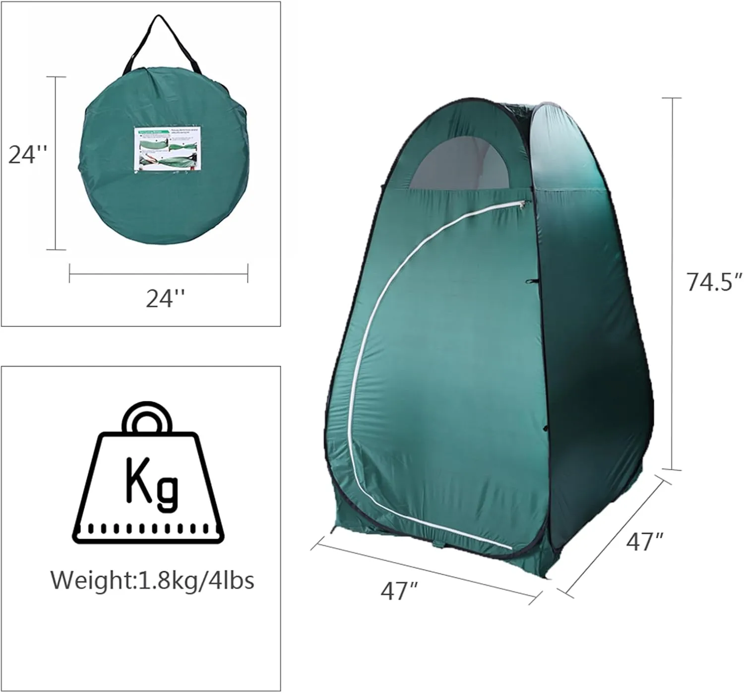 Portable Pop Up Privacy Shower Tent, Privacy Changing Room Tent, Outdoor Camping Bathroom Toilet Tent, Collapsible Shelter for Emergency – Lightweight & Sturdy, Easy Set Up, Foldable - with Carry Bag
