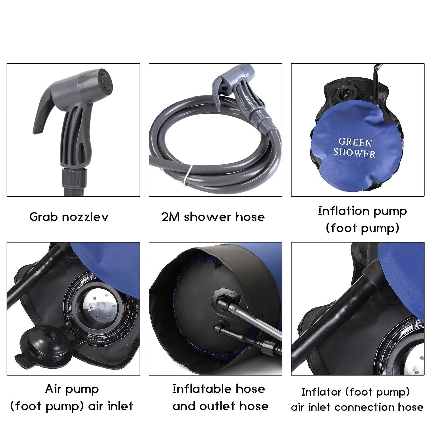 Portable Pressure Shower - Pressure Foot Pump and Shower Nozzle for Outdoor Activities