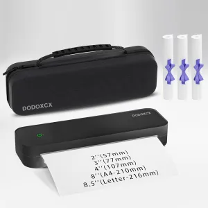 Portable Printer with Case and 3 Rolls of Paper, Portable Printers Wireless for Travel, Thermal-Bluetooth-Inkless-Small-Printer Support 8.5" X 11" US Letter&Legal,A4&,A5,Compatible with Android,iOS