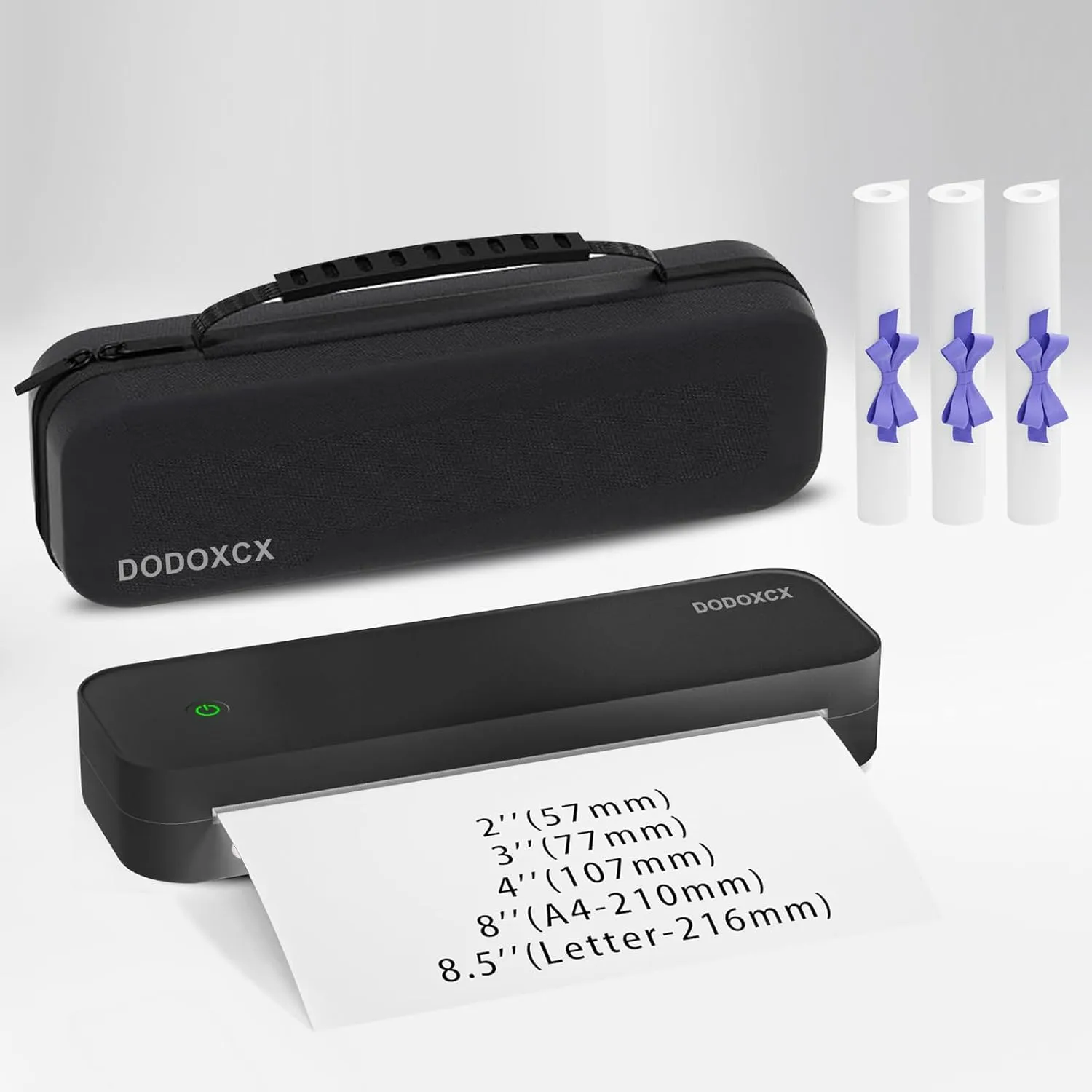 Portable Printer with Case and 3 Rolls of Paper, Portable Printers Wireless for Travel, Thermal-Bluetooth-Inkless-Small-Printer Support 8.5" X 11" US Letter&Legal,A4&,A5,Compatible with Android,iOS
