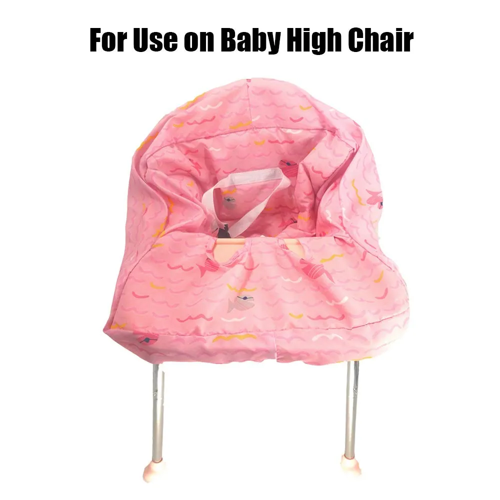 Portable Shopping Cart Cover, High Chair and Grocery Cart Covers for Babies, Kids, Infants & Toddlers, Attached Carry Bag (Simple Pink Fish)