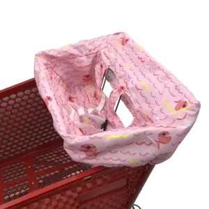 Portable Shopping Cart Cover, High Chair and Grocery Cart Covers for Babies, Kids, Infants & Toddlers, Attached Carry Bag (Simple Pink Fish)
