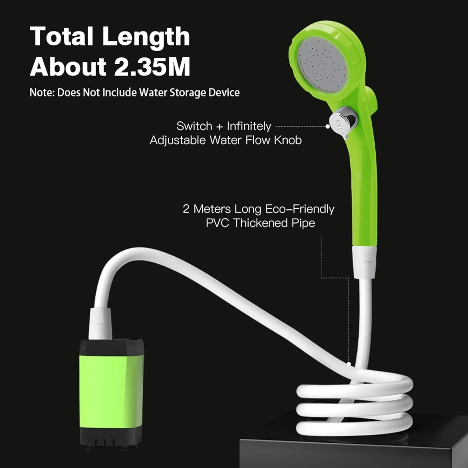 Portable Shower Camping Shower Outdoor Camp Shower Pump Electric Rechargeable Shower Pump with Intelligent Digital Display, Head Nozzle Shower Kit for Camping, Hiking, Traveling, Washing