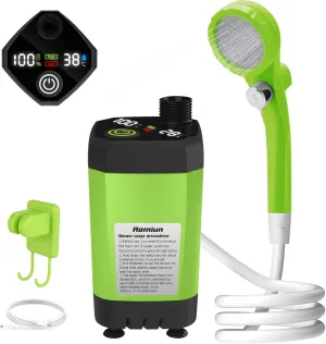 Portable Shower Camping Shower Outdoor Camp Shower Pump Electric Rechargeable Shower Pump with Intelligent Digital Display, Head Nozzle Shower Kit for Camping, Hiking, Traveling, Washing