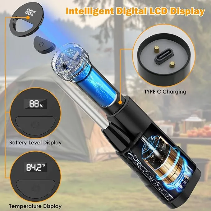 Portable Shower Camping Shower, Outdoor Camp Shower Pump with Intelligent Digital Display, Rechargeable Camping Shower Kit Handheld Shower Head kit for Camping, Beach Pool Rinsing, Pet Cleaning