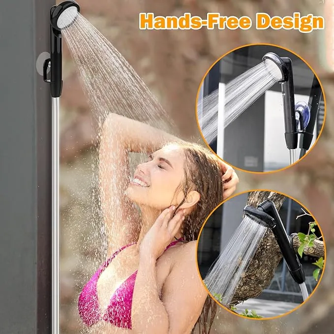 Portable Shower Camping Shower, Outdoor Camp Shower Pump with Intelligent Digital Display, Rechargeable Camping Shower Kit Handheld Shower Head kit for Camping, Beach Pool Rinsing, Pet Cleaning
