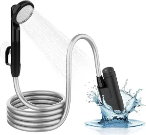 Portable Shower Camping Shower, Outdoor Camp Shower Pump with Intelligent Digital Display, Rechargeable Camping Shower Kit Handheld Shower Head kit for Camping, Beach Pool Rinsing, Pet Cleaning