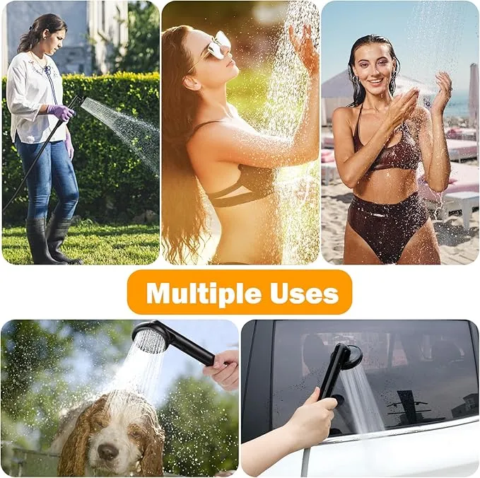 Portable Shower Camping Shower, Outdoor Camp Shower Pump with Intelligent Digital Display, Rechargeable Camping Shower Kit Handheld Shower Head kit for Camping, Beach Pool Rinsing, Pet Cleaning