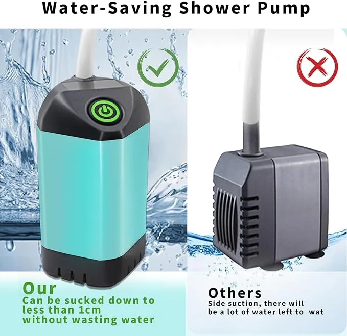 Portable Shower, Camping Shower Rechargeable Electric Shower Pump with USB-C & Smart Digital Display, Multifunctional Handheld Shower Head for Rinsing, Hiking, RVing, Beach Vacations (Blue)