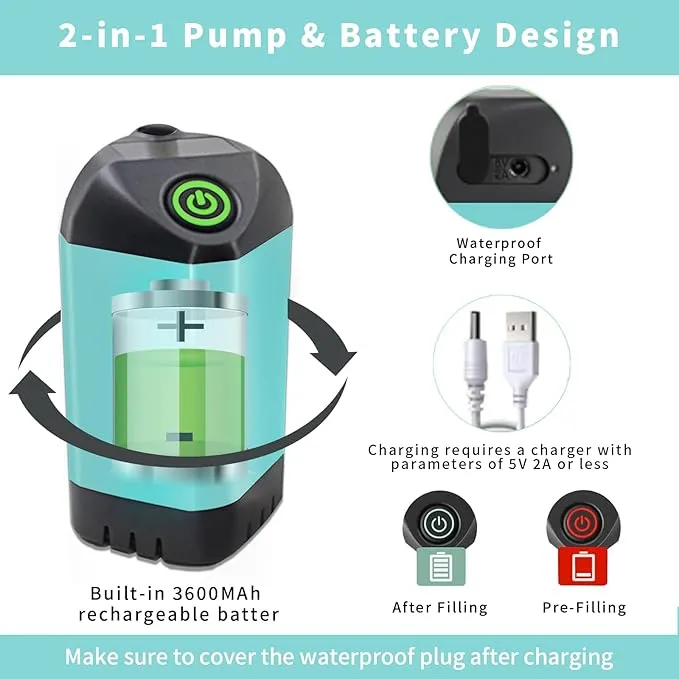 Portable Shower, Camping Shower Rechargeable Electric Shower Pump with USB-C & Smart Digital Display, Multifunctional Handheld Shower Head for Rinsing, Hiking, RVing, Beach Vacations (Blue)