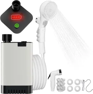 Portable Shower for Camping, Electric Outdoor Shower Rechargeable Camping Shower Pump, Camping Shower Head for Camping, Hiking, Traveling, Washing