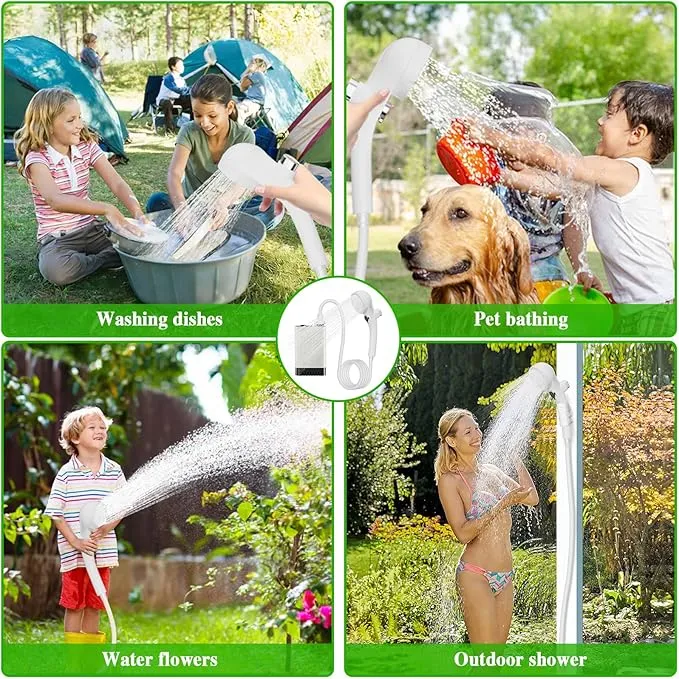 Portable Shower for Camping, Electric Outdoor Shower Rechargeable Camping Shower Pump, Camping Shower Head for Camping, Hiking, Traveling, Washing