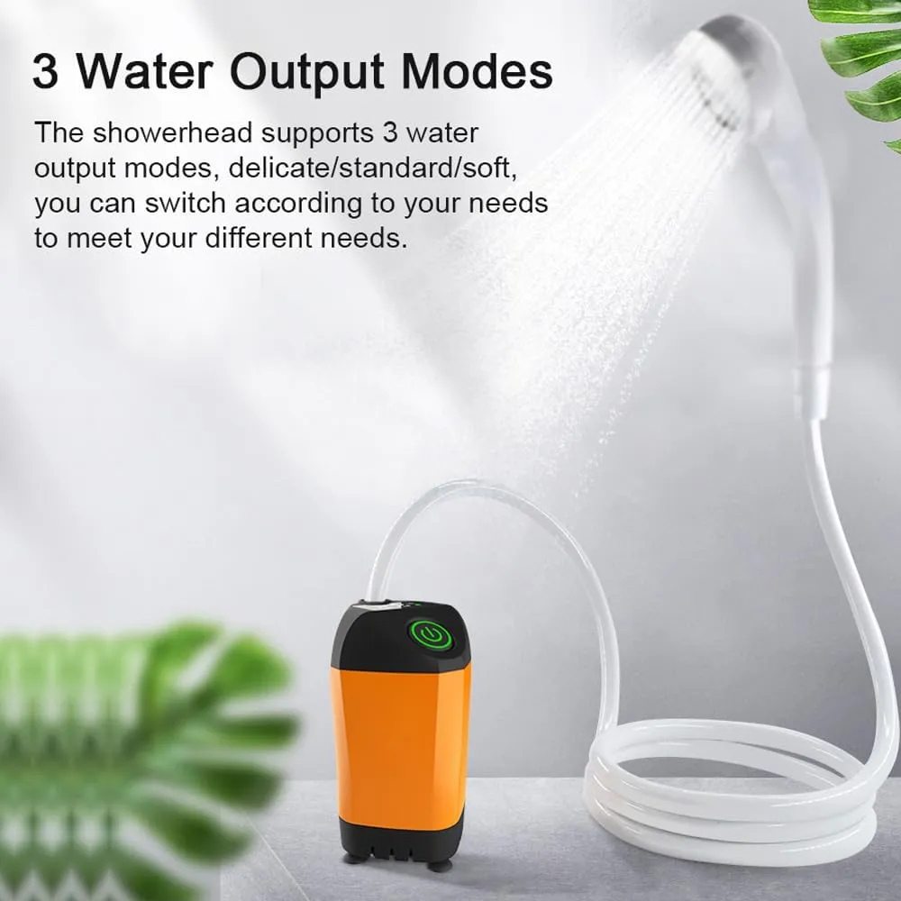 Portable Shower for Camping, Electric Shower Pump IPX7 Waterproof for Camping Hiking Backpacking RV Travel Beach Pet Watering Outdoor Shower Kit