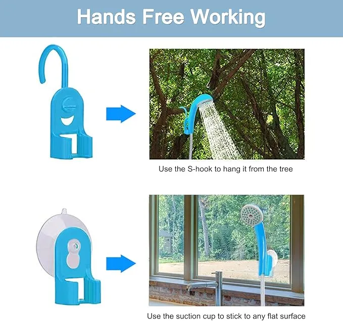 Portable Shower for Camping – Portable Camping Shower with Electric USB Rechargeable Battery,Outdoor Camp Shower Pump for Camping,Hiking,Travel,Pet Cleaning,Car Wash,Water Flower(2 Head)