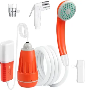 Portable Shower for Camping, Updated Two-Way Power Supply, 4400mAh Electric Camp Shower Pump with LED Camping Light, Outdoor Portable Shower Head Kit for Camping Hiking Traveling