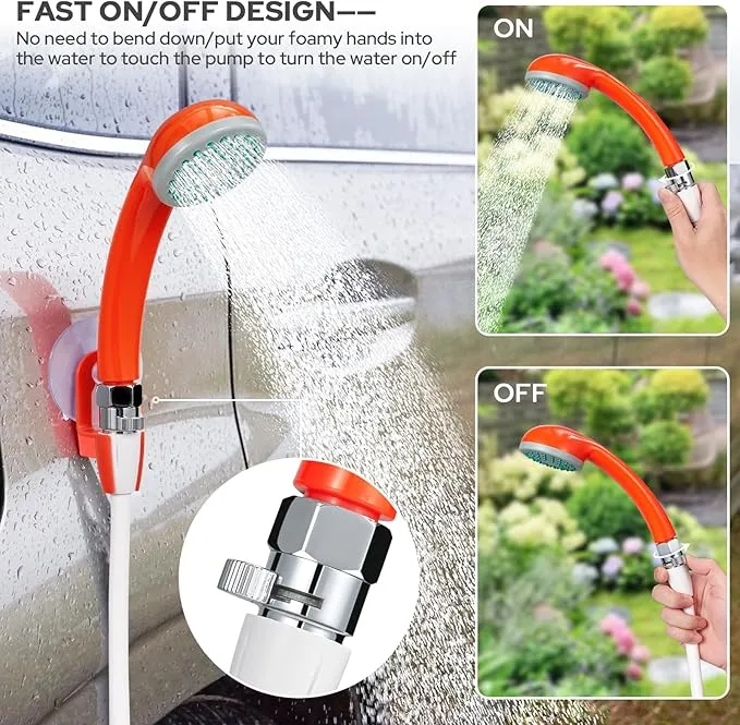 Portable Shower for Camping, Updated Two-Way Power Supply, 4400mAh Electric Camp Shower Pump with LED Camping Light, Outdoor Portable Shower Head Kit for Camping Hiking Traveling