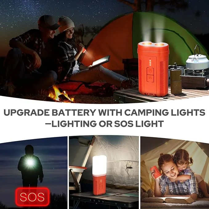 Portable Shower for Camping, Updated Two-Way Power Supply, 4400mAh Electric Camp Shower Pump with LED Camping Light, Outdoor Portable Shower Head Kit for Camping Hiking Traveling