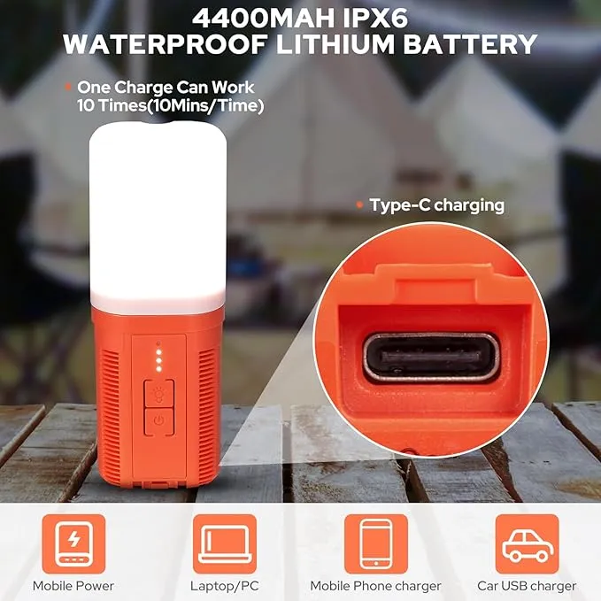 Portable Shower for Camping, Updated Two-Way Power Supply, 4400mAh Electric Camp Shower Pump with LED Camping Light, Outdoor Portable Shower Head Kit for Camping Hiking Traveling