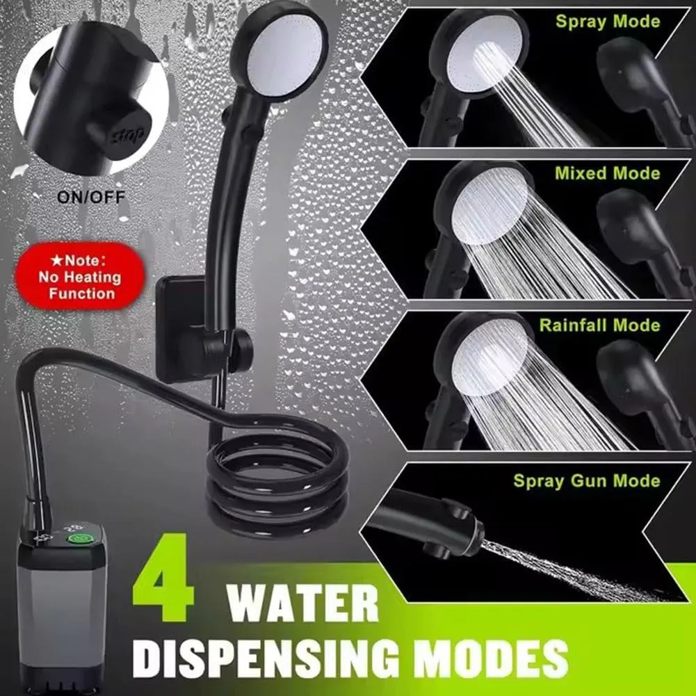 Portable Shower for Camping,6000mAh Rechargeable Camping Shower with Intelligent LED Temperature Display,4 Spray Modes,Outdoor Shower for Hiking,Travel,Pets & Car Washing,Wartering Plants
