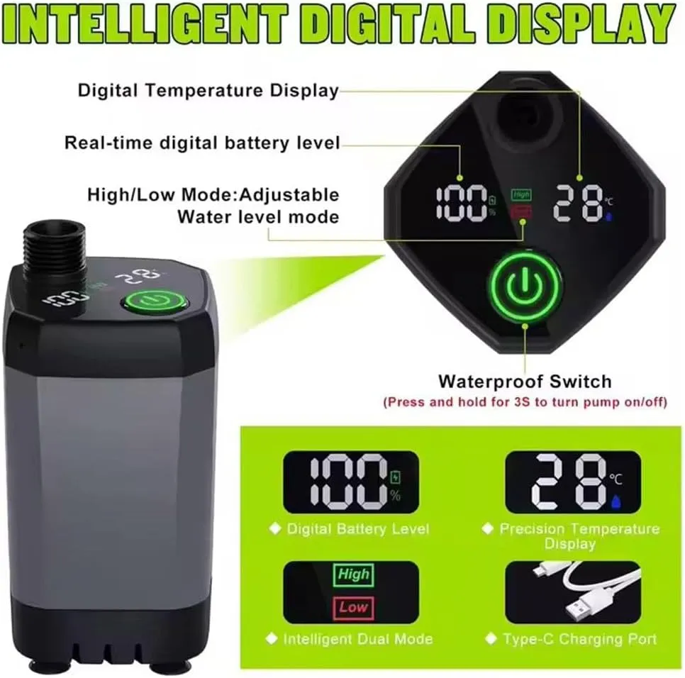 Portable Shower for Camping,6000mAh Rechargeable Camping Shower with Intelligent LED Temperature Display,4 Spray Modes,Outdoor Shower for Hiking,Travel,Pets & Car Washing,Wartering Plants