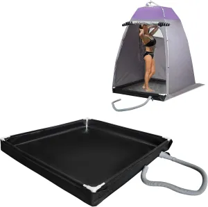 Portable Shower Pan, Foldable Shower Base for Camping & Beach, Outdoor RV Shower Tent Indoor