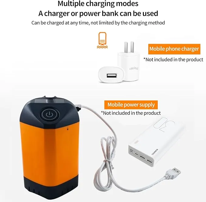 Portable Shower, Portable Camp Shower Pump with Rechargeable Battery, Portable Outdoor Shower Head for Camping, Hiking, Traveling (Orange)