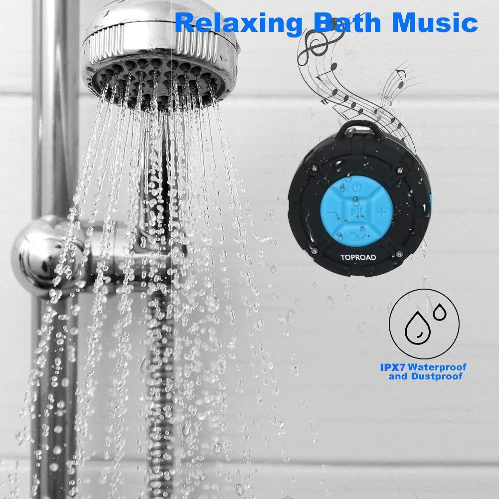 Portable Shower Speaker, IPX7 Waterproof Wireless Outdoor Speaker