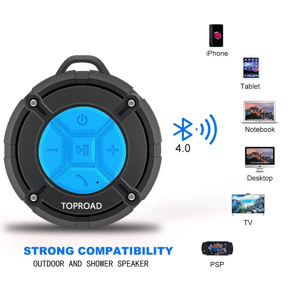 Portable Shower Speaker, IPX7 Waterproof Wireless Outdoor Speaker