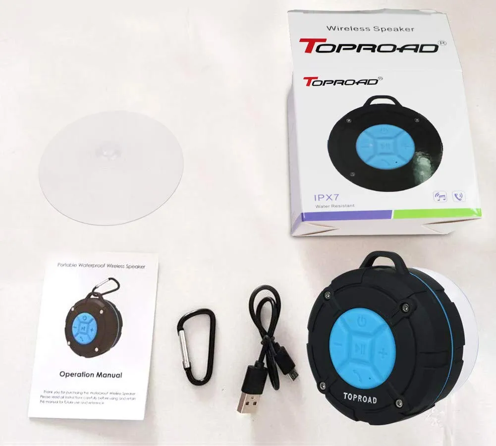 Portable Shower Speaker, IPX7 Waterproof Wireless Outdoor Speaker