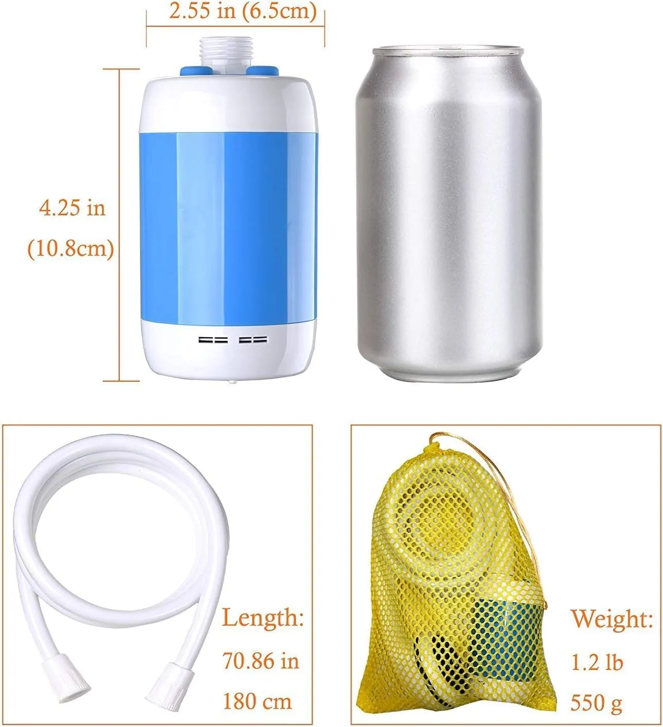 Portable shower USB shower pump rechargeable battery outdoor shower for trave camping camp suitable electric showerhead for hiking campsites