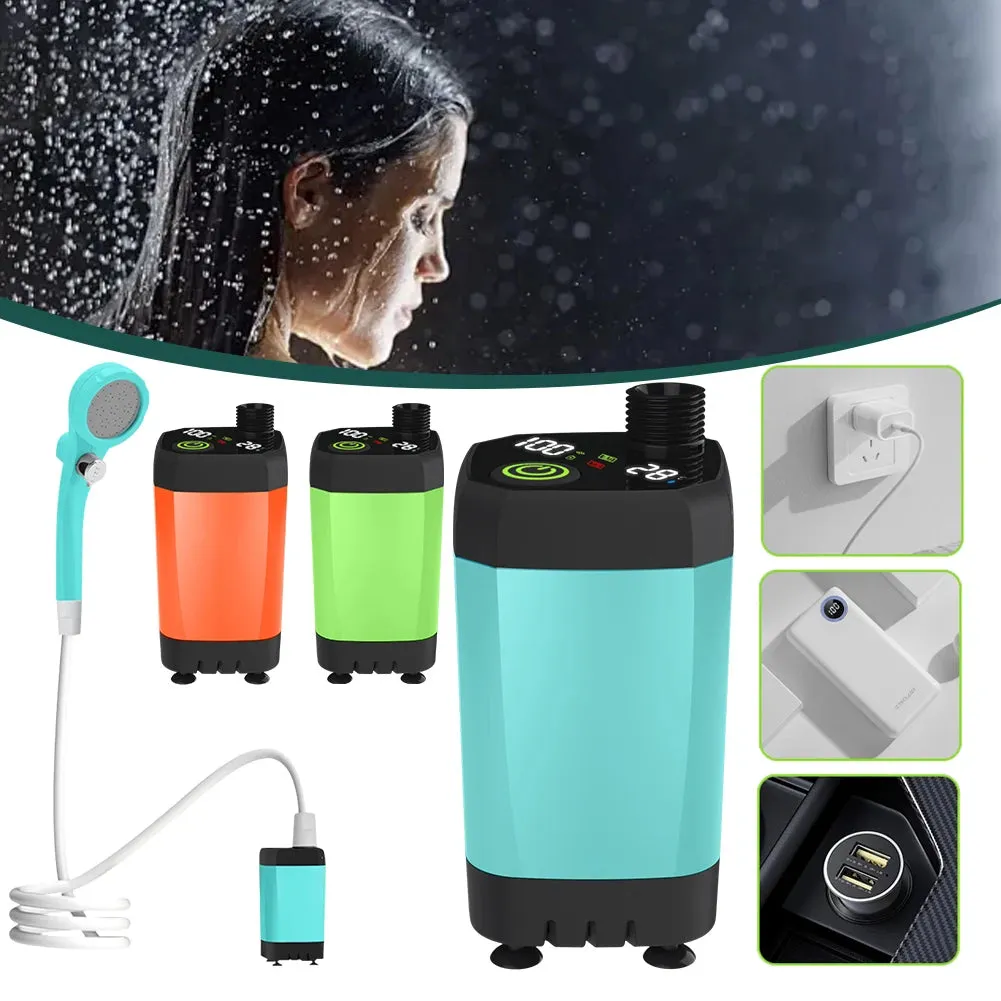 Portable Shower with Digital Display - 6000mAh Rechargeable Battery Powered Camping Shower for Hiking, Traveling, and Outdoor Adventures