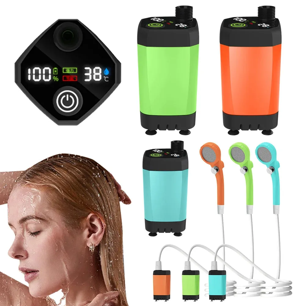 Portable Shower with Digital Display - 6000mAh Rechargeable Battery Powered Camping Shower for Hiking, Traveling, and Outdoor Adventures
