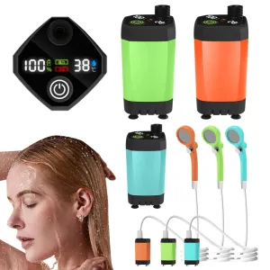 Portable Shower with Digital Display - 6000mAh Rechargeable Battery Powered Camping Shower for Hiking, Traveling, and Outdoor Adventures
