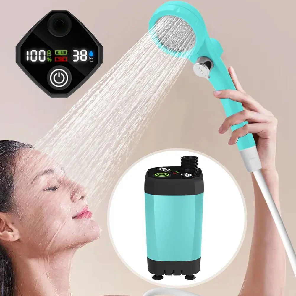 Portable Shower with Digital Display - 6000mAh Rechargeable Battery Powered Camping Shower for Hiking, Traveling, and Outdoor Adventures