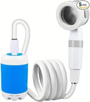Portable Shower，Outdoor dormitory bath artifact Electric Rechargeable Portable Camping Shower, simple car self-priming shower，pet Shower, Blue